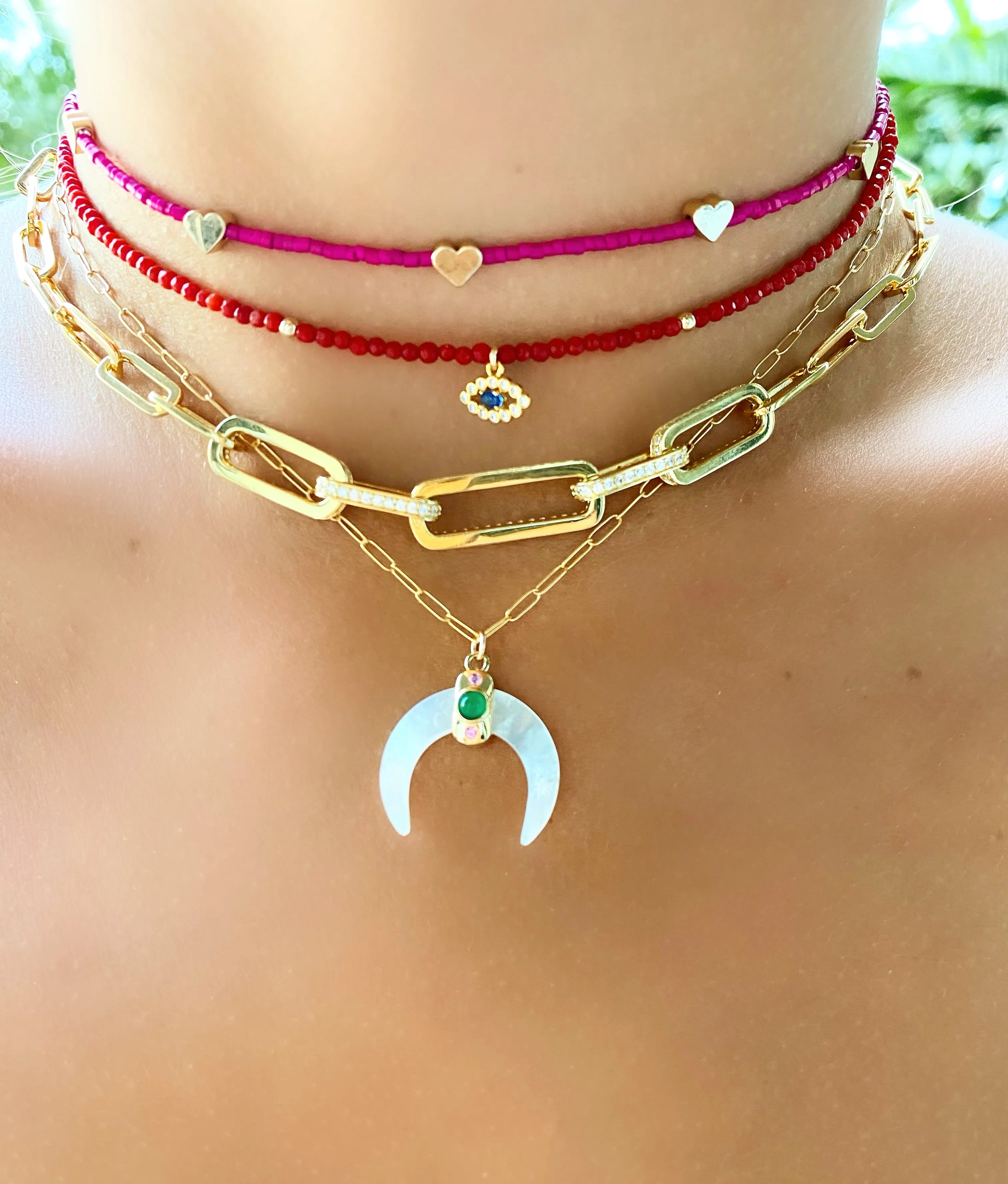 Emerald Ascending Crescent Necklace sold by Ragen Jewels product image thumbnail 4