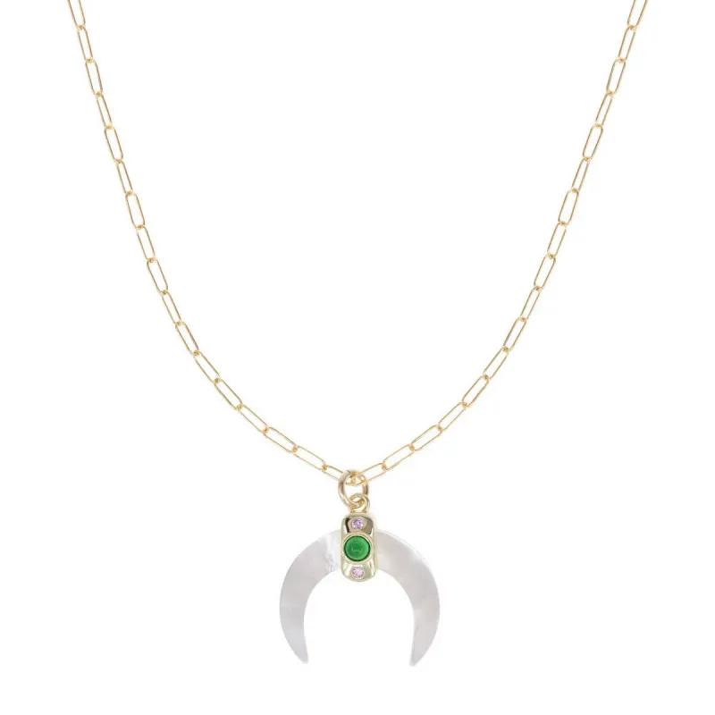 Emerald Ascending Crescent Necklace sold by Ragen Jewels