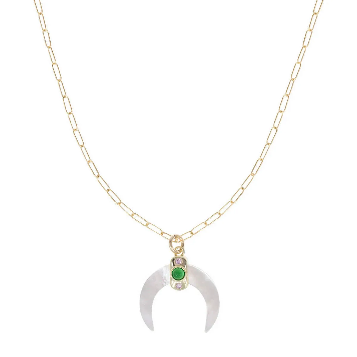Emerald Ascending Crescent Necklace sold by Ragen Jewels