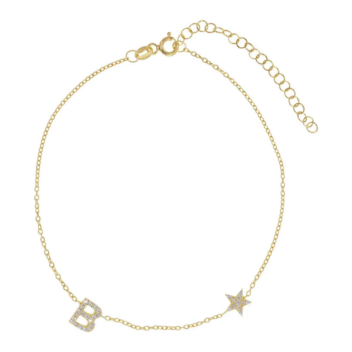 You're A Star Initial Anklet in Crystal Clear sold by Ragen Jewels