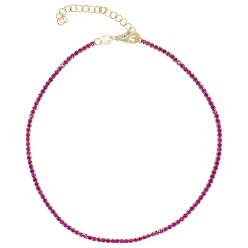 Little Gems Tennis Anklet in Fuchsia sold by Ragen Jewels