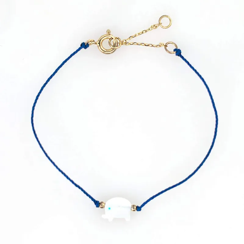 Elephant Evil Eye Cord Bracelet in Blue sold by Ragen Jewels