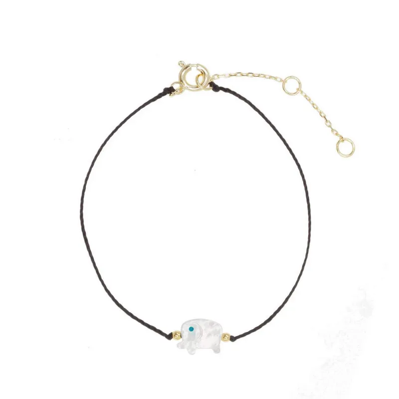Elephant Evil Eye Cord Bracelet in Black sold by Ragen Jewels