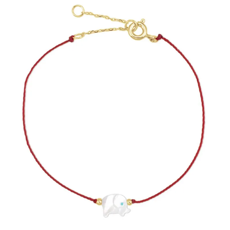 Elephant Evil Eye Cord Bracelet in Red sold by Ragen Jewels