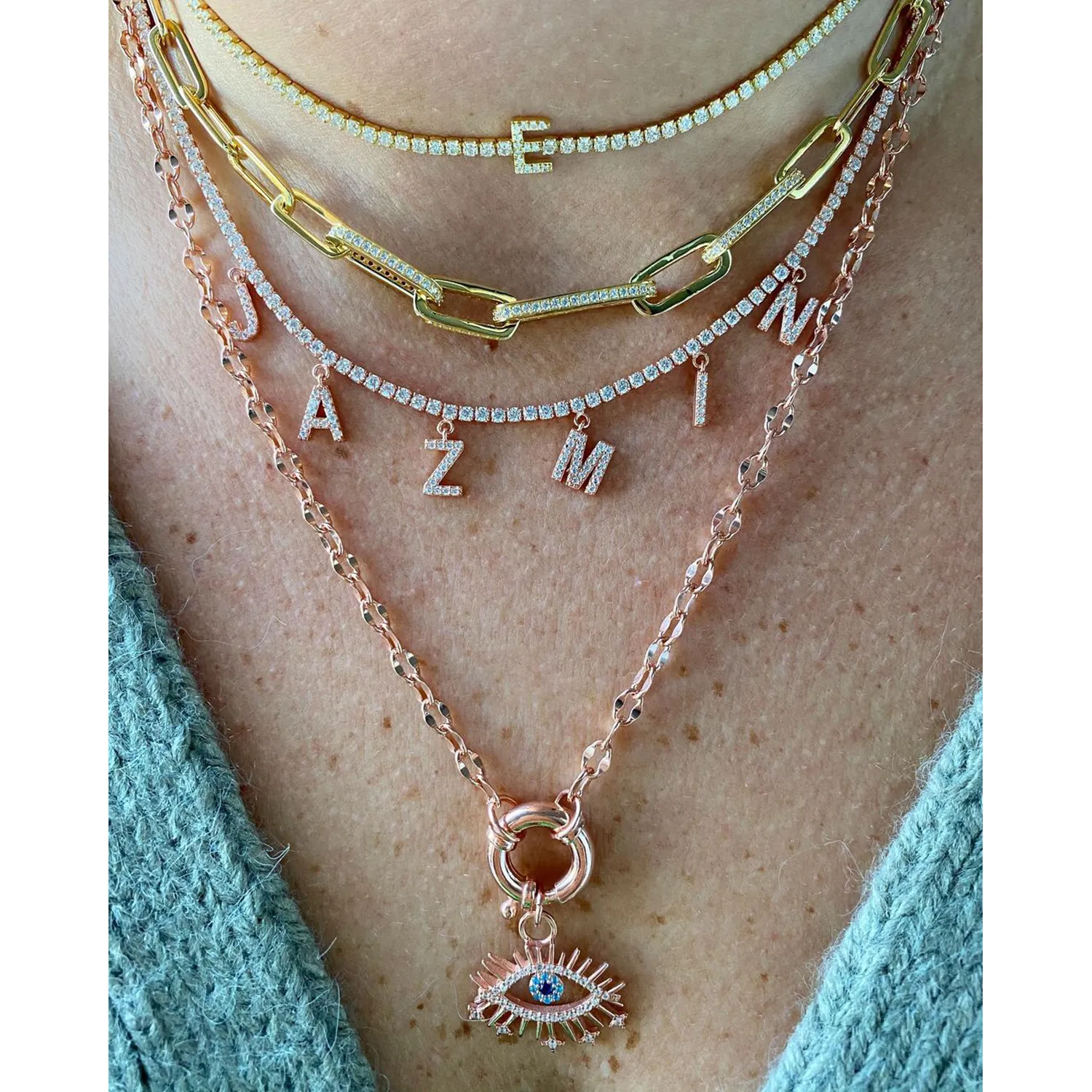 Shooting Stars Evil Eye Necklace sold by Ragen Jewels product image thumbnail 3