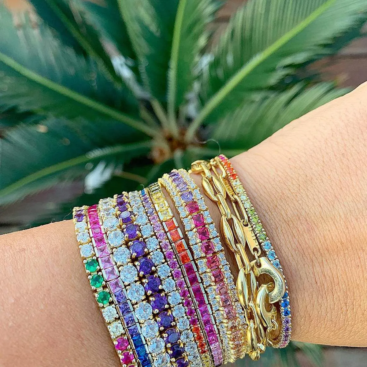 Round Rainbow Tennis Bracelet sold by Ragen Jewels product image thumbnail 2