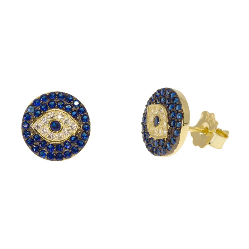 Evil Eye Paired Studs in Sapphire sold by Ragen Jewels
