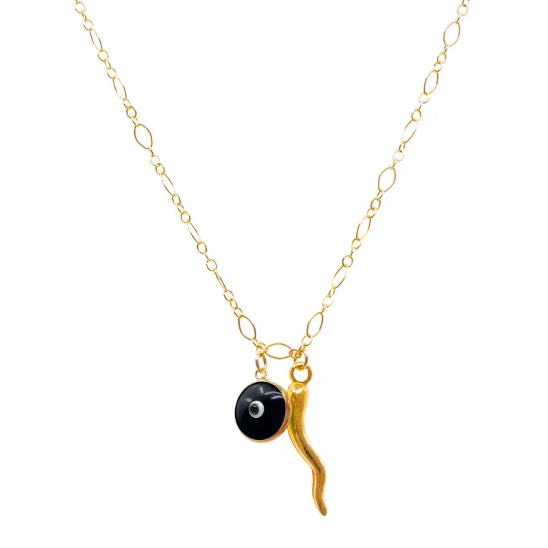 Double Dose Charm Necklace in Onyx sold by Ragen Jewels