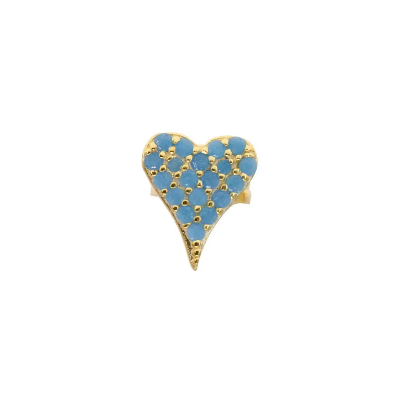 Happy Heart Mini Stud in Turquoise sold by Ragen Jewels