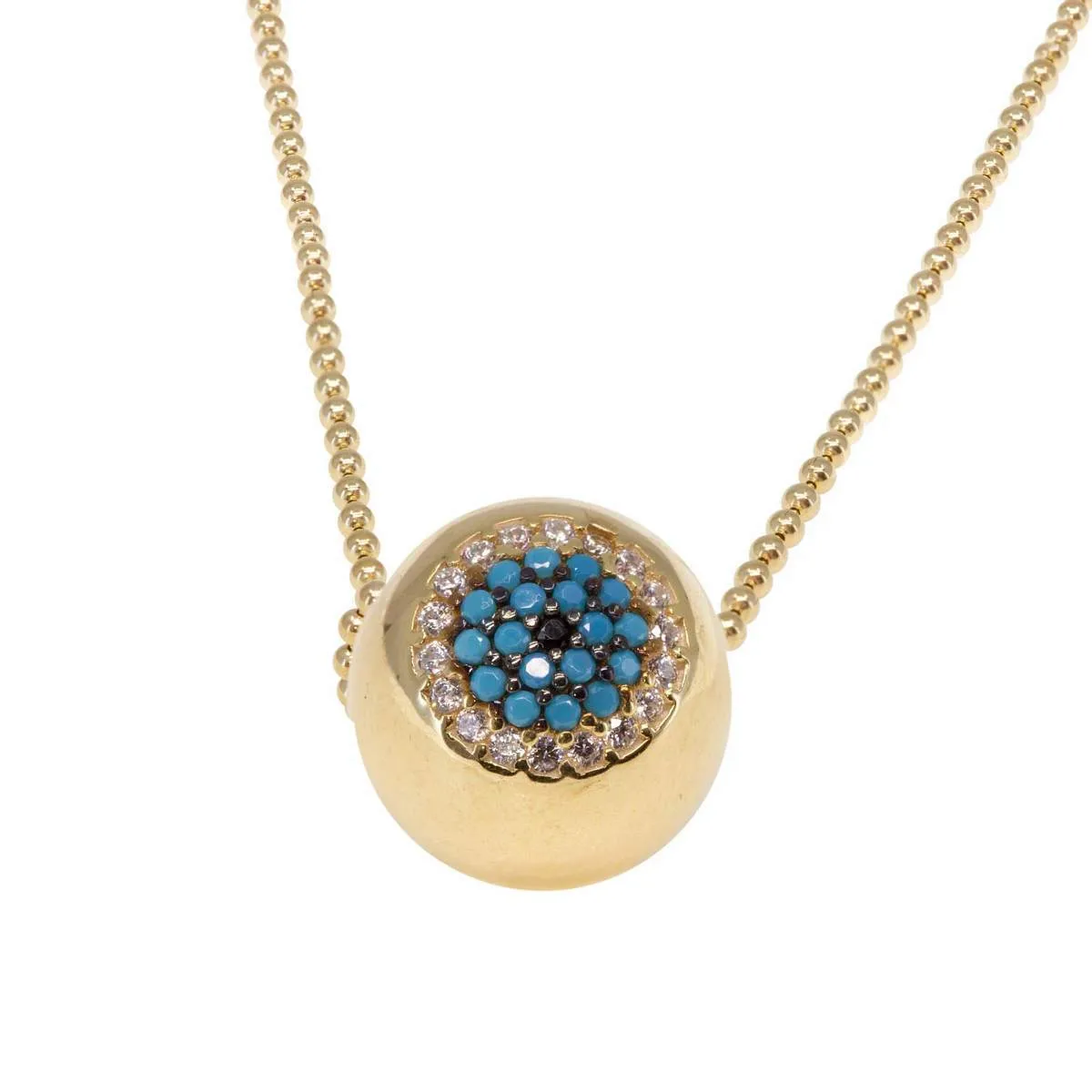 Wide-Eyed Crystal Pavé Necklace in Turquoise sold by Ragen Jewels product image thumbnail 3