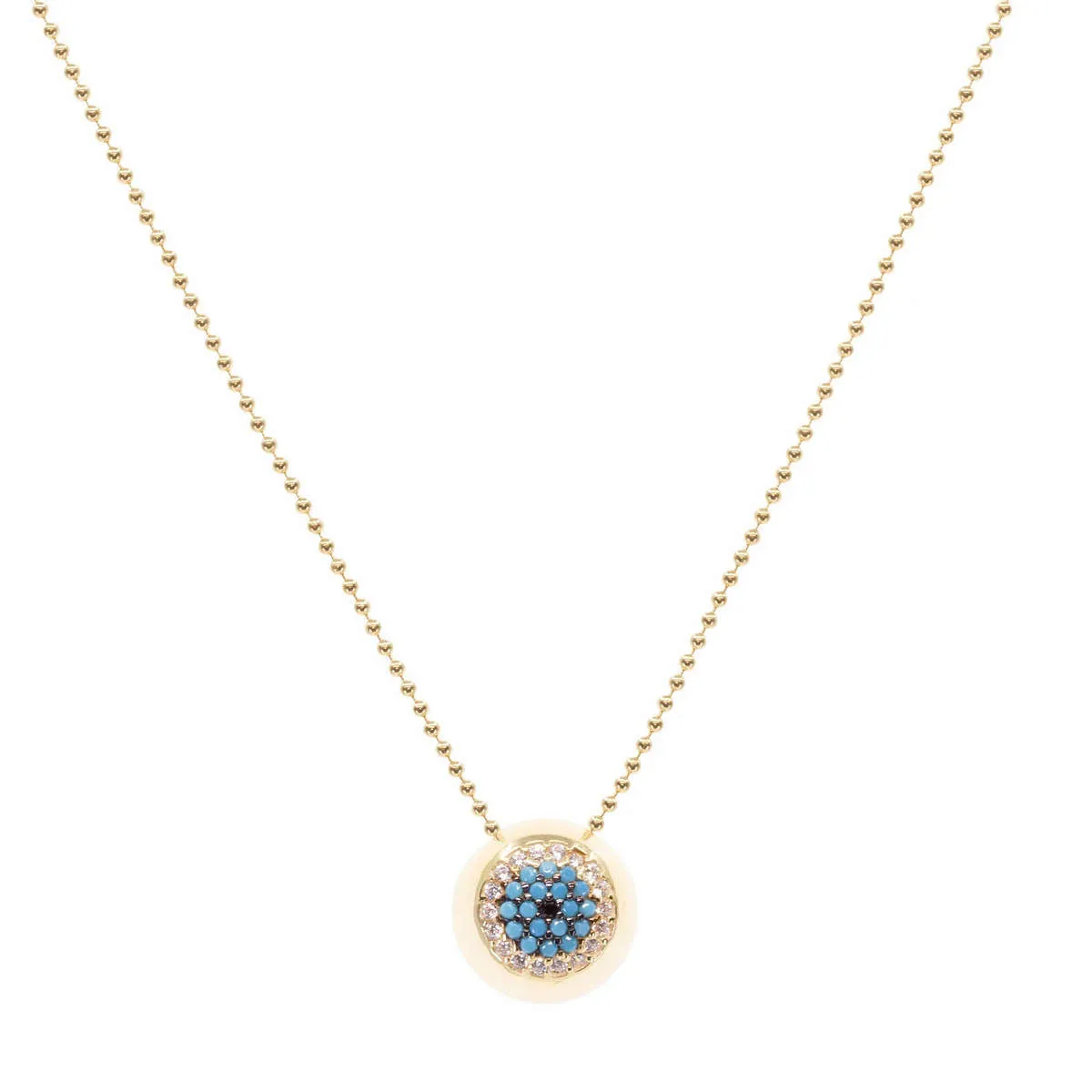 Wide-Eyed Crystal Pavé Necklace in Turquoise sold by Ragen Jewels