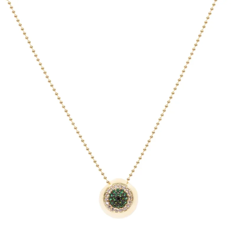 Wide-Eyed Crystal Pavé Necklace in Emerald Green sold by Ragen Jewels