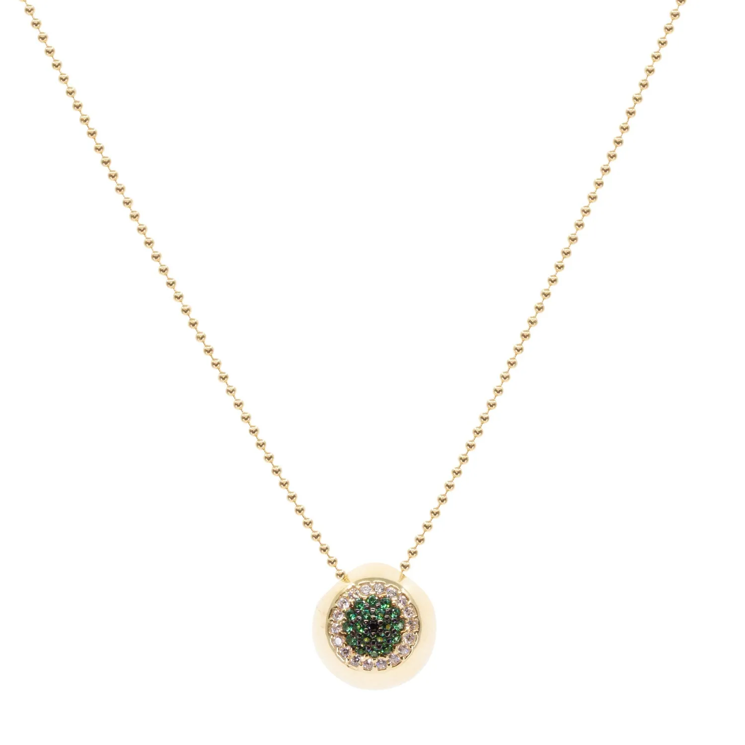 Wide-Eyed Crystal Pavé Necklace in Emerald Green sold by Ragen Jewels