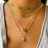 Wide-Eyed Crystal Pavé Necklace in Emerald Green sold by Ragen Jewels