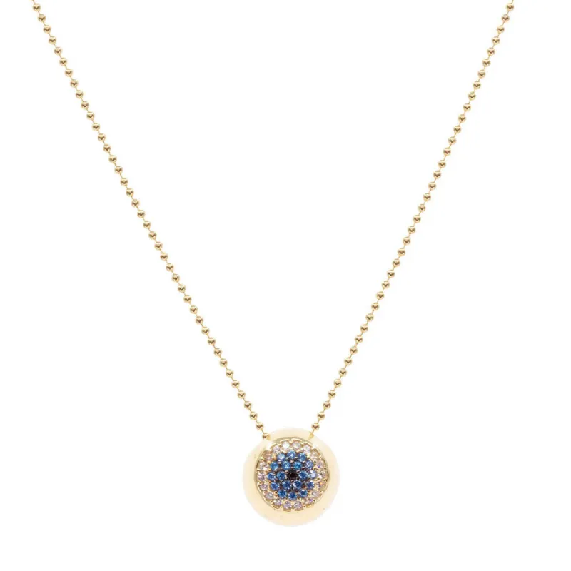 Wide-Eyed Crystal Pavé Necklace in Sapphire Blue sold by Ragen Jewels