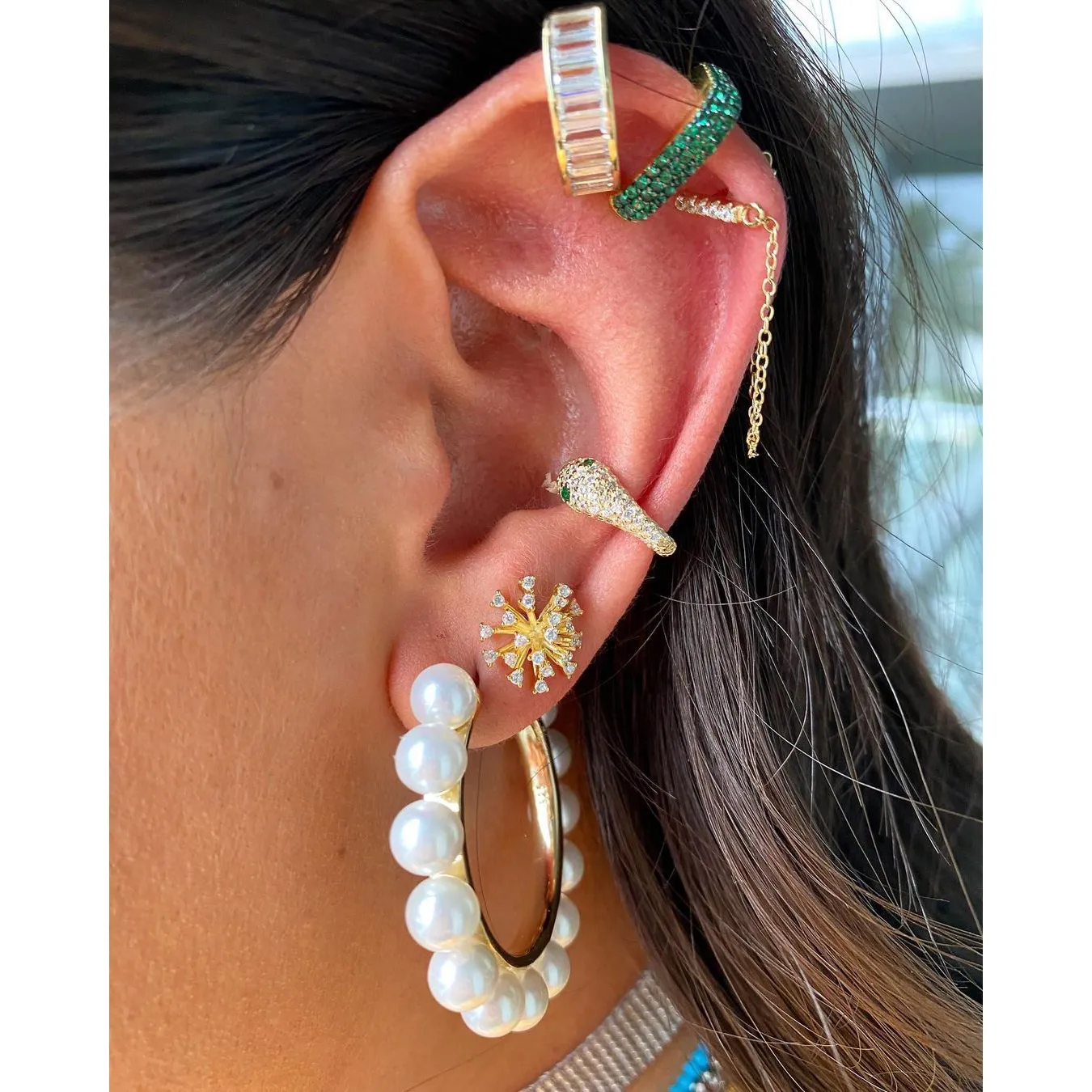 Fascinator Ear Cuff in Emerald sold by Ragen Jewels product image thumbnail 2