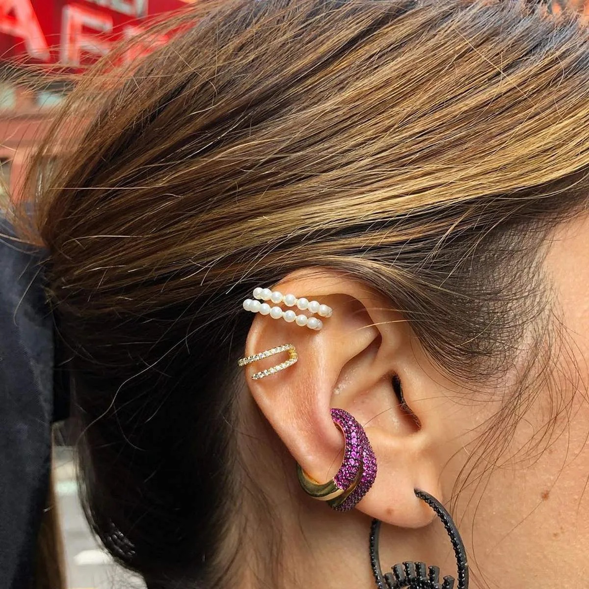 Fascinator Ear Cuff in Pink sold by Ragen Jewels product image thumbnail 2