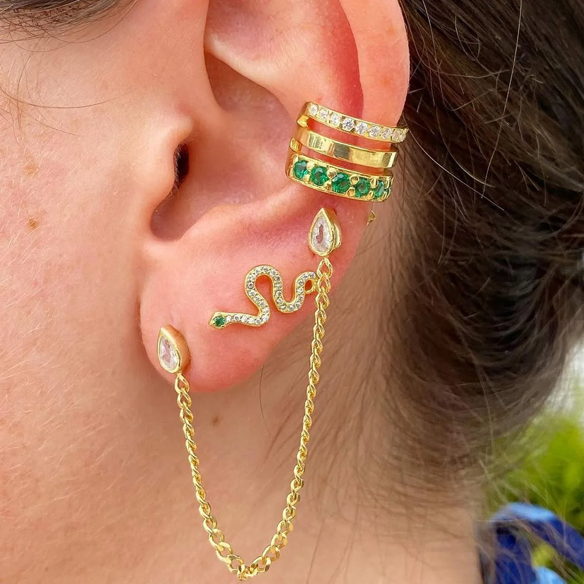 The Luxe Ear Cuff in Emerald sold by Ragen Jewels product image thumbnail 2