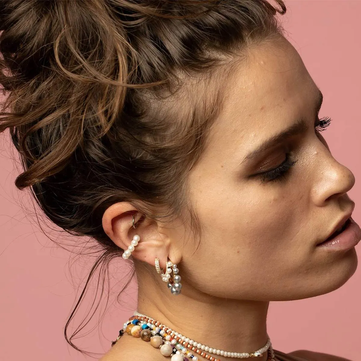 Chrome Pearl Halo Hoops sold by Ragen Jewels product image thumbnail 2