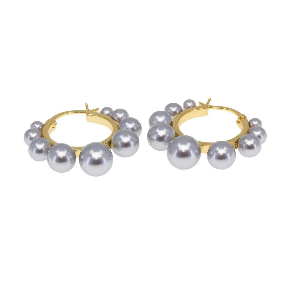 Chrome Pearl Halo Hoops sold by Ragen Jewels product image thumbnail 3