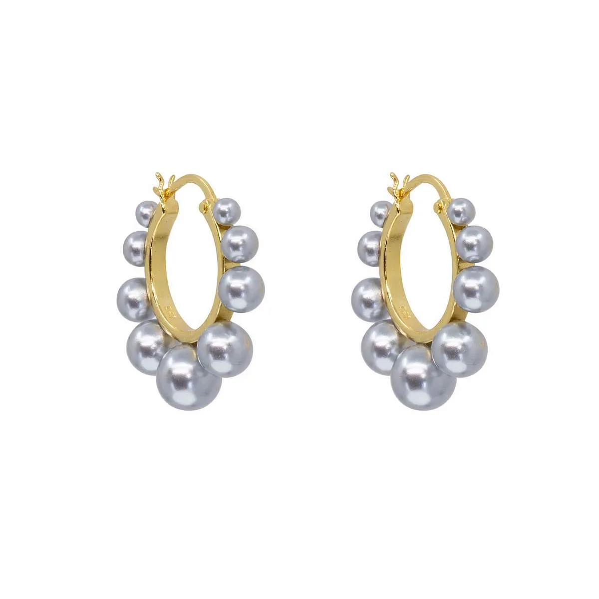Chrome Pearl Halo Hoops sold by Ragen Jewels product image thumbnail 4