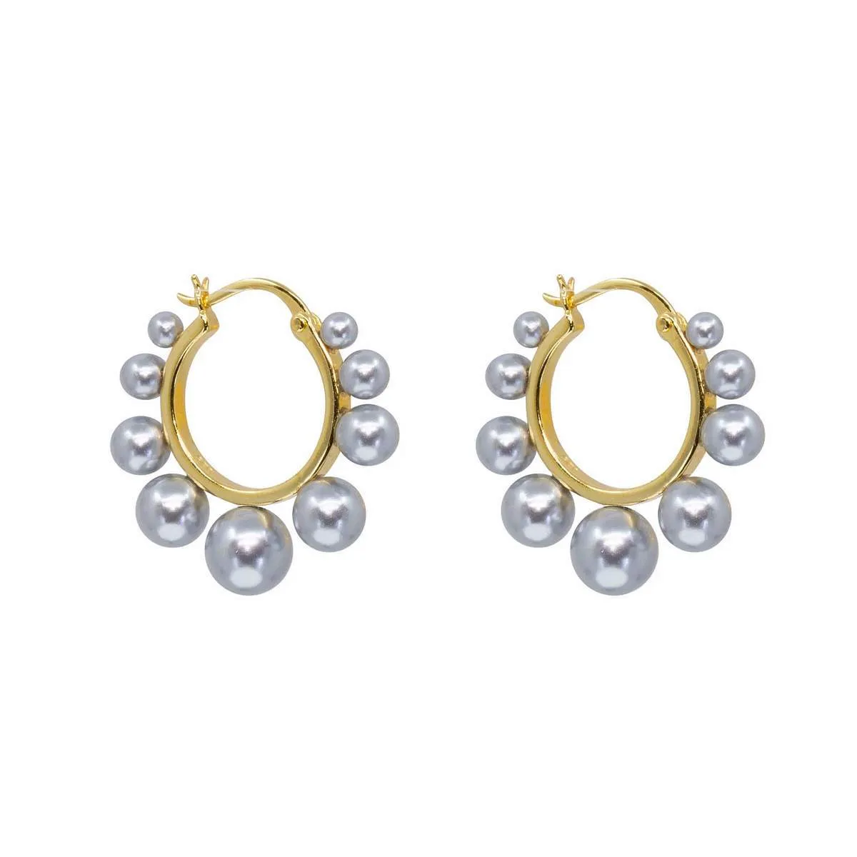 Chrome Pearl Halo Hoops sold by Ragen Jewels