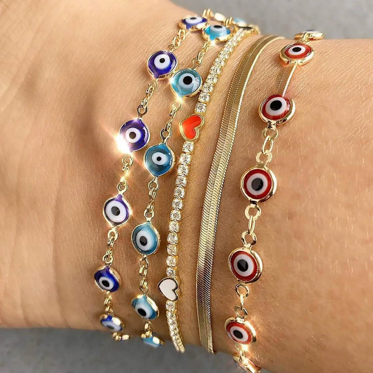 All-Seeing Evil Eye Anklet in Dark Blue sold by Ragen Jewels