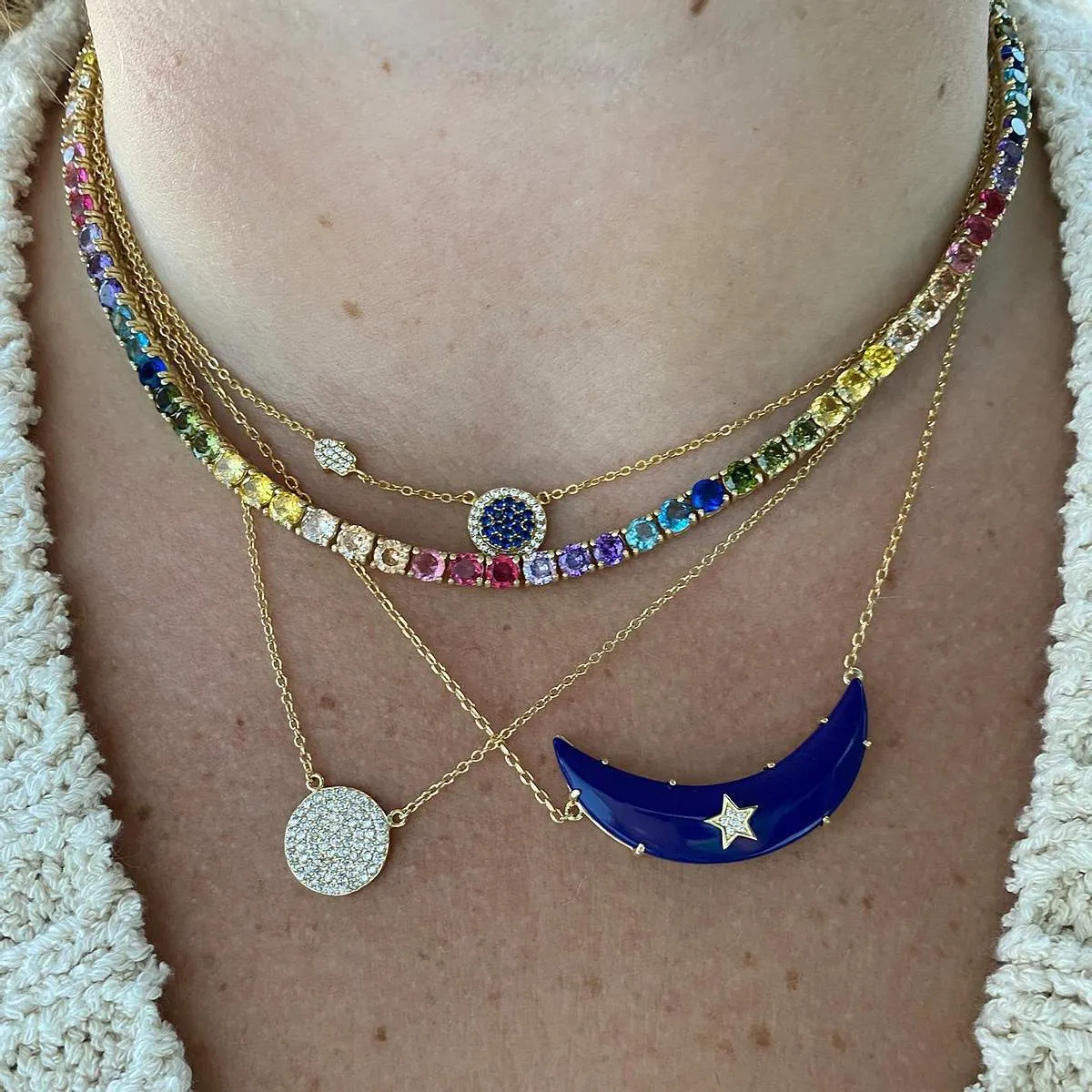 Blue Moon Celestial Crescent Necklace sold by Ragen Jewels product image thumbnail 2