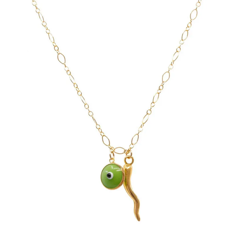 Double Dose Charm Necklace in Kelly Green sold by Ragen Jewels