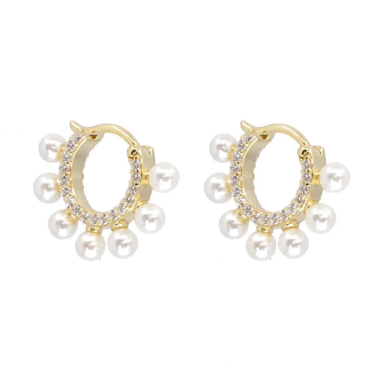 Pearl and Crystal Halo Hoops sold by Ragen Jewels