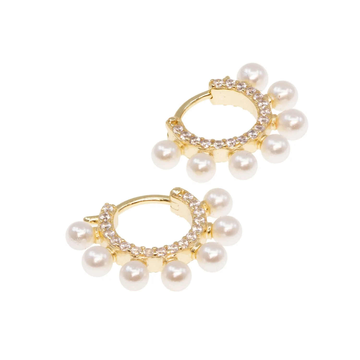 Pearl and Crystal Halo Hoops sold by Ragen Jewels product image thumbnail 4