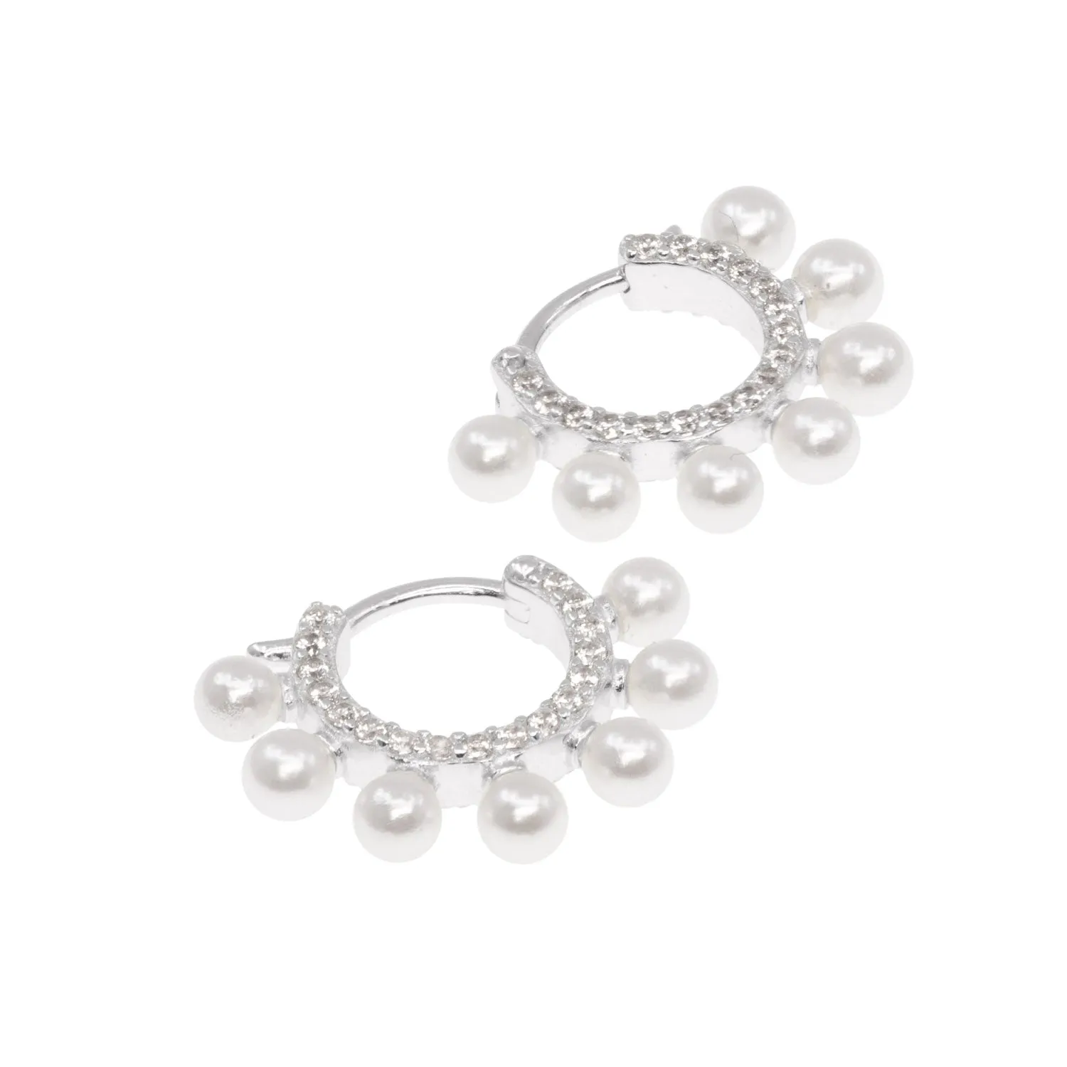 Pearl and Crystal Halo Hoops sold by Ragen Jewels product image thumbnail 5
