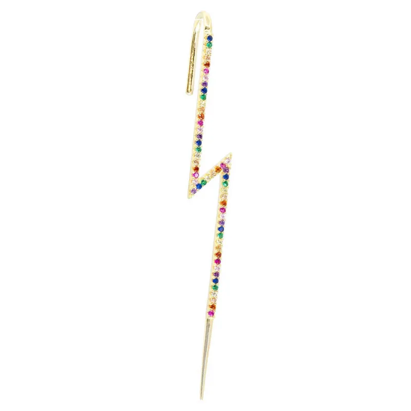 Lucky Strike Crystal Bolt Earring in Rainbow sold by Ragen Jewels