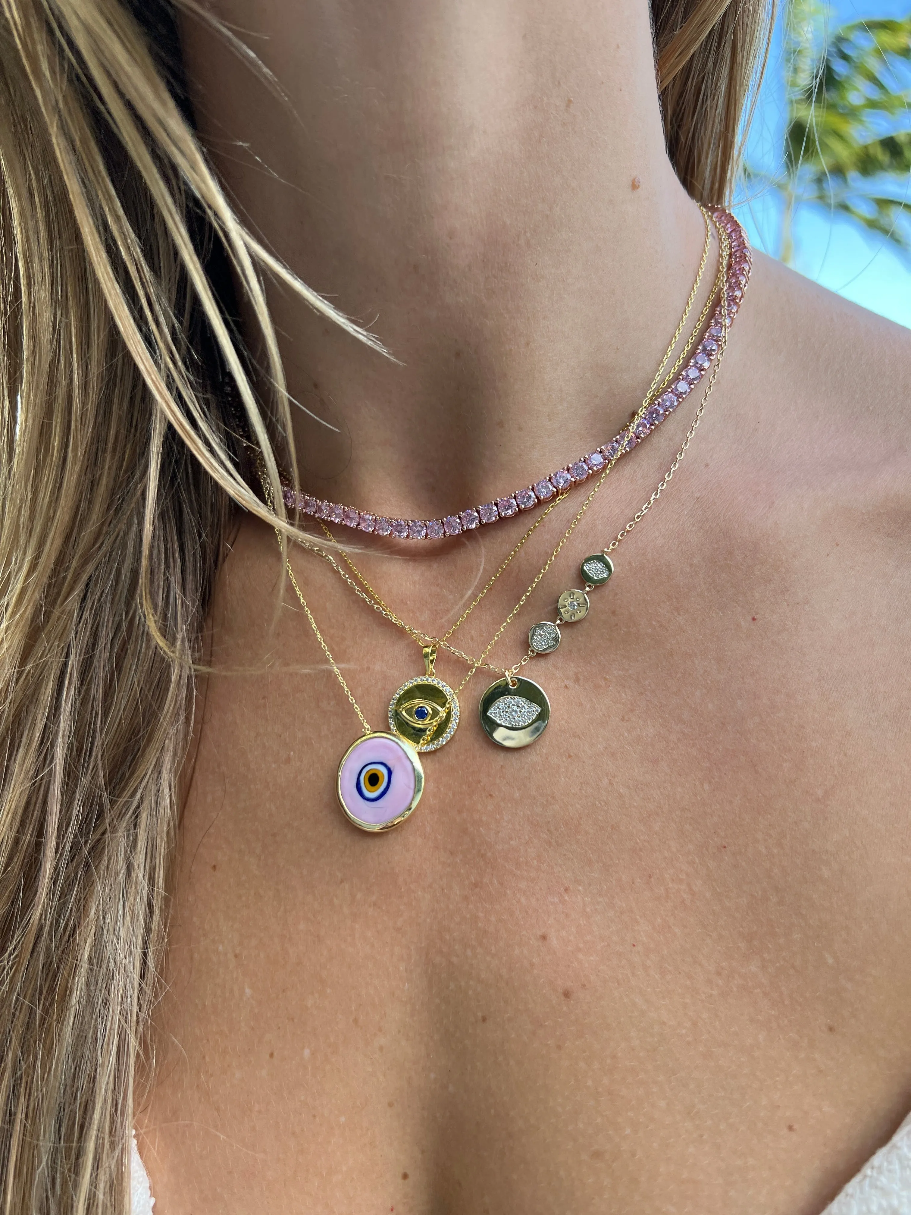 Pink Tennis Necklace sold by Ragen Jewels