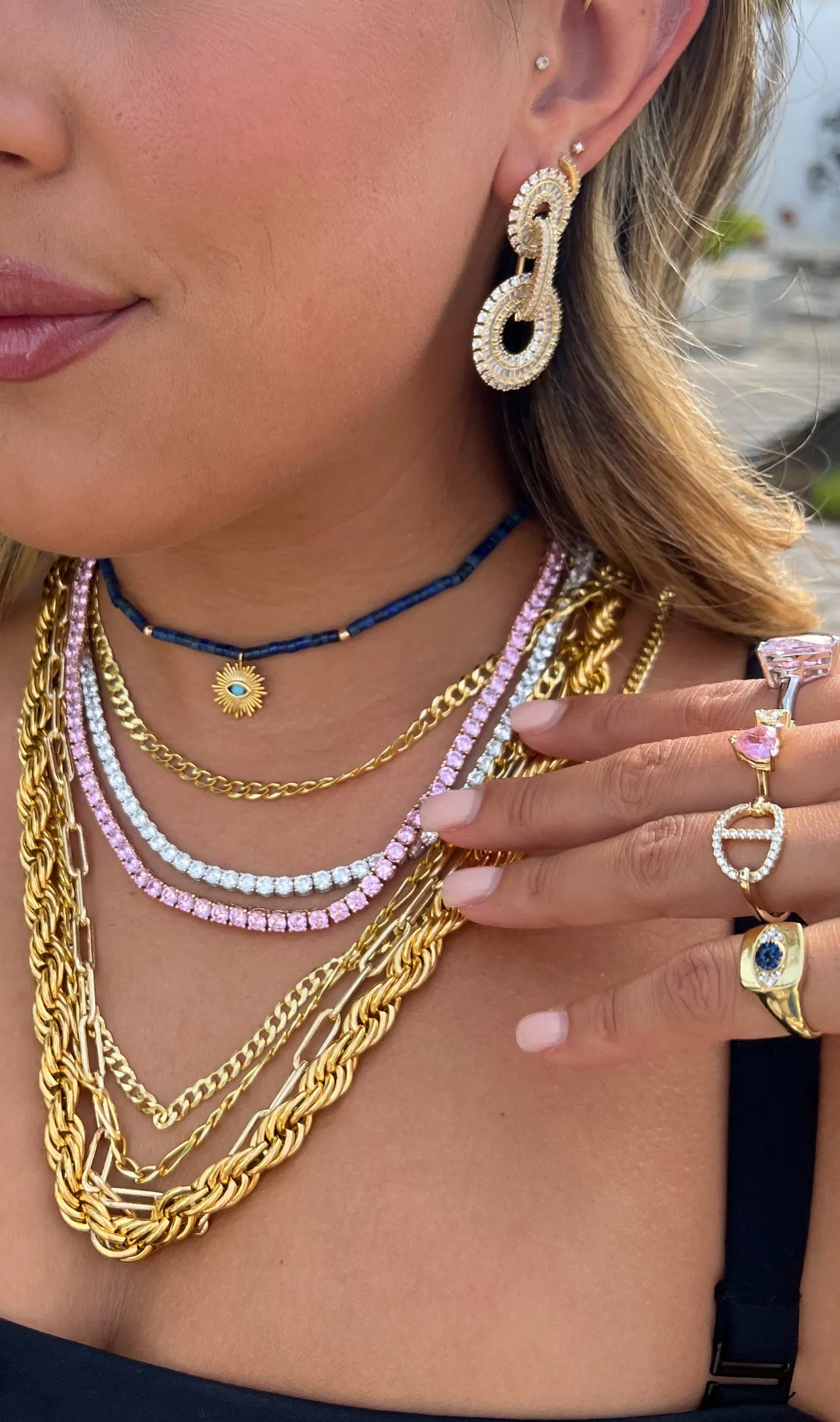 Pink Tennis Necklace sold by Ragen Jewels product image thumbnail 2