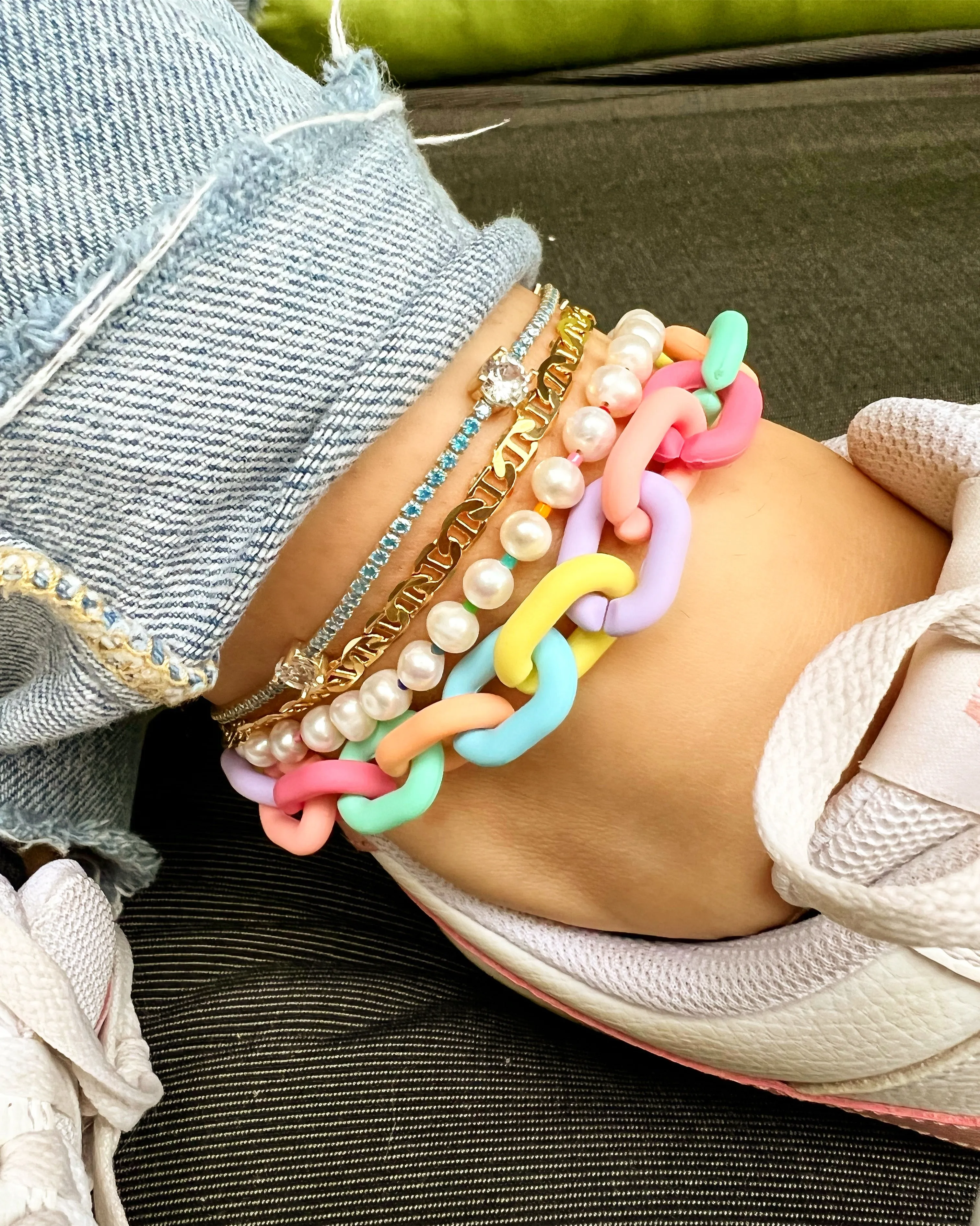 Sweetness Pearl & Rainbow Anklet sold by Ragen Jewels product image thumbnail 2