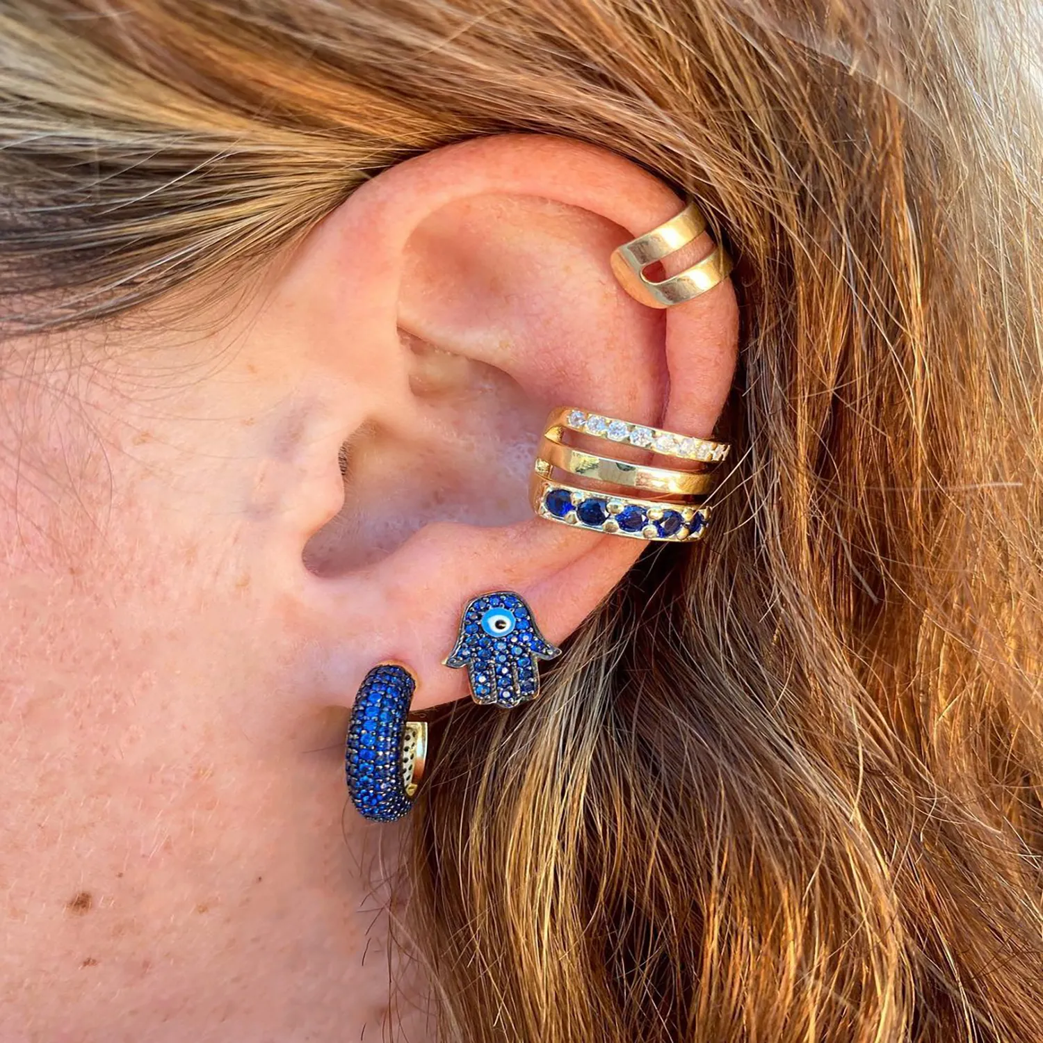 Navy Global Hoops sold by Ragen Jewels product image thumbnail 2