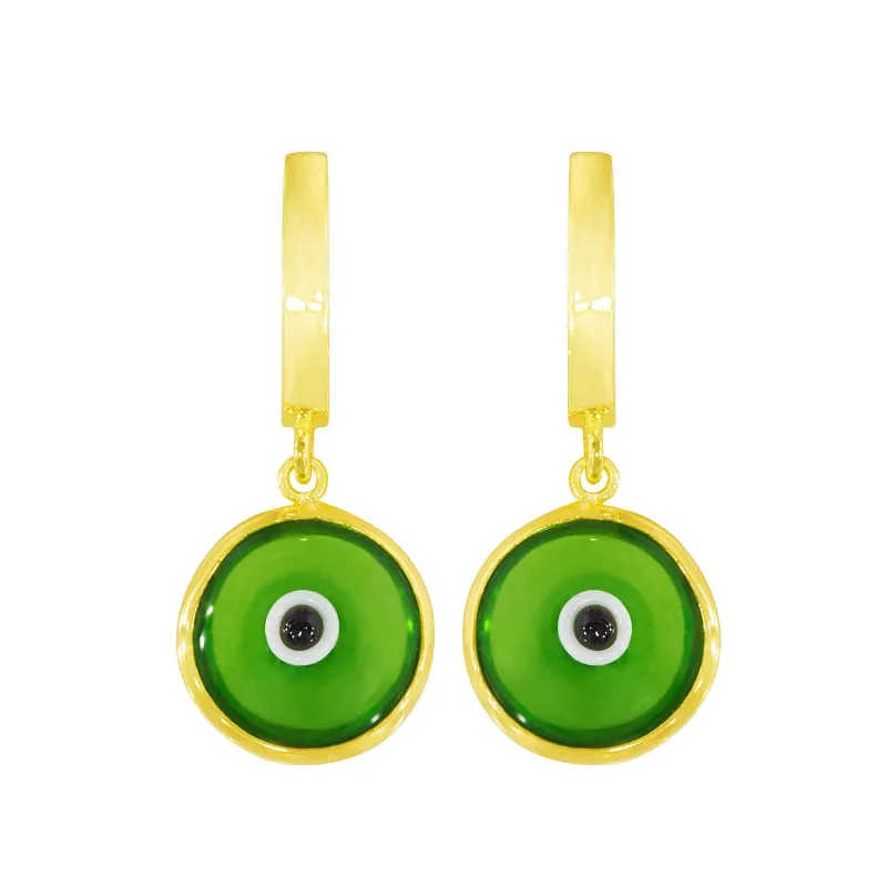 Seeing Double Evil Eye Earrings in Honeydew sold by Ragen Jewels