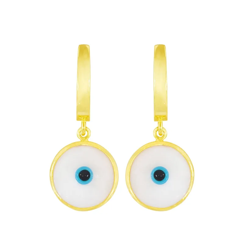 Seeing Double Evil Eye Earrings in Milk sold by Ragen Jewels