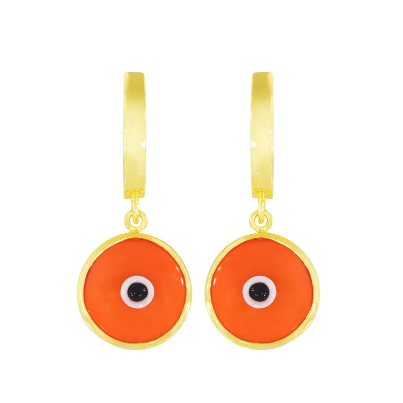 Seeing Double Evil Eye Earrings in Tangerine sold by Ragen Jewels