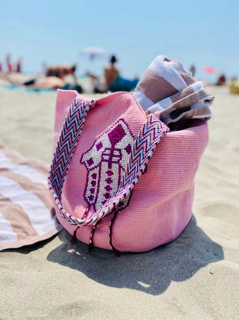 Hamsa Woven Beach Bag in Large sold by Ragen Jewels product image thumbnail 4