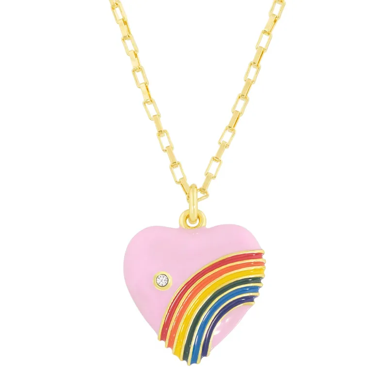 Rainbows in Your Heart Pendant in Cotton Candy Pink sold by Ragen Jewels