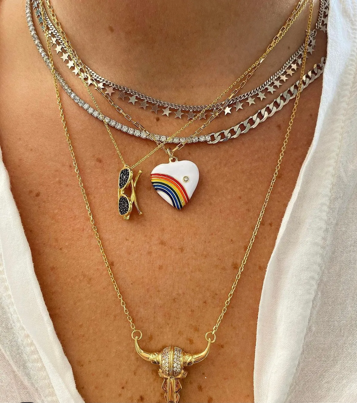 Rainbows in Your Heart Pendant in Snow White sold by Ragen Jewels product image thumbnail 2