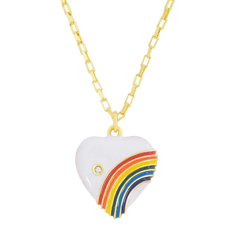 Rainbows in Your Heart Pendant in Snow White sold by Ragen Jewels