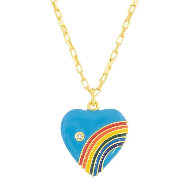 Rainbows in Your Heart Pendant in Sky Blue sold by Ragen Jewels
