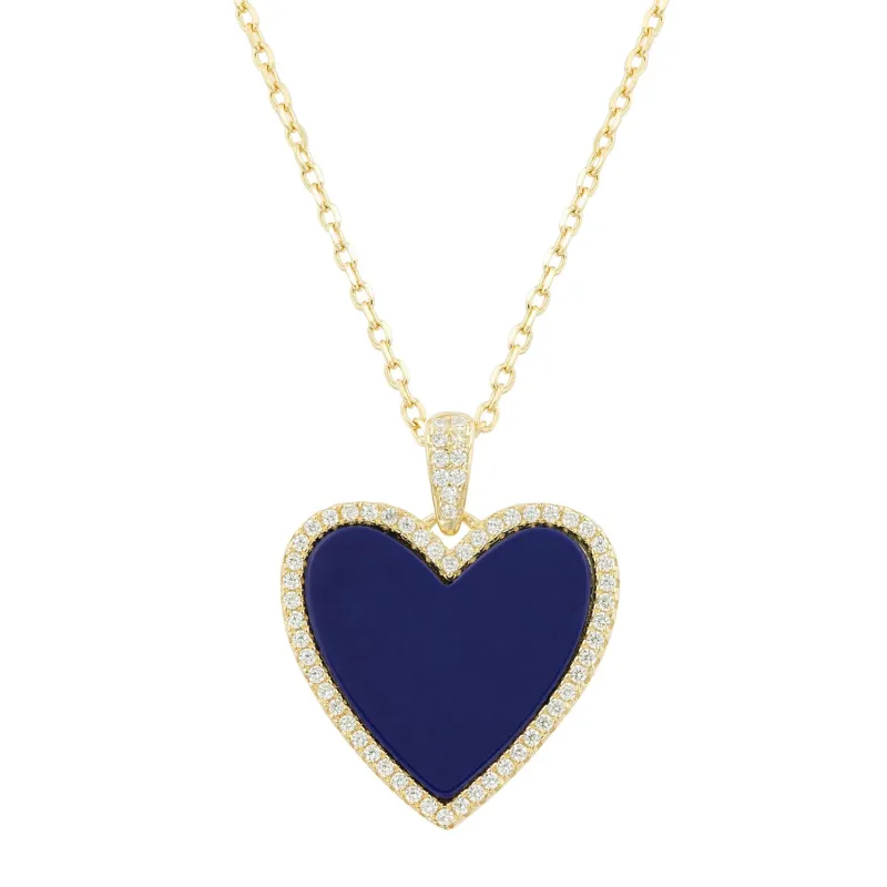 Cross My Heart Necklace in Deep Sea Navy sold by Ragen Jewels