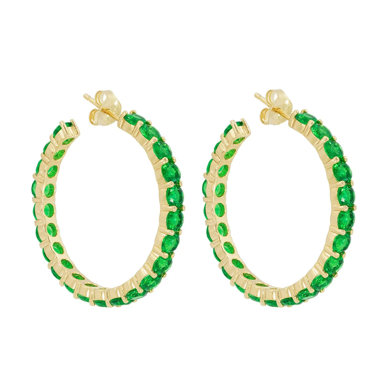 Emerald Crystal Infinity Hoops sold by Ragen Jewels