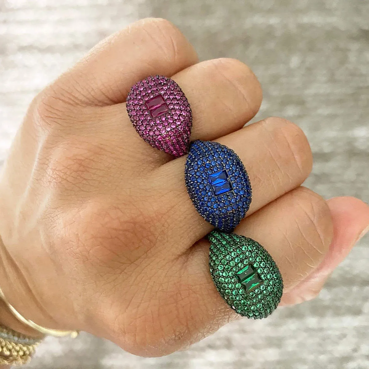 Rounded Crystal Ring in Emerald sold by Ragen Jewels product image thumbnail 2