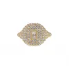 Gold Rounded Crystal Ring in Clear sold by Ragen Jewels