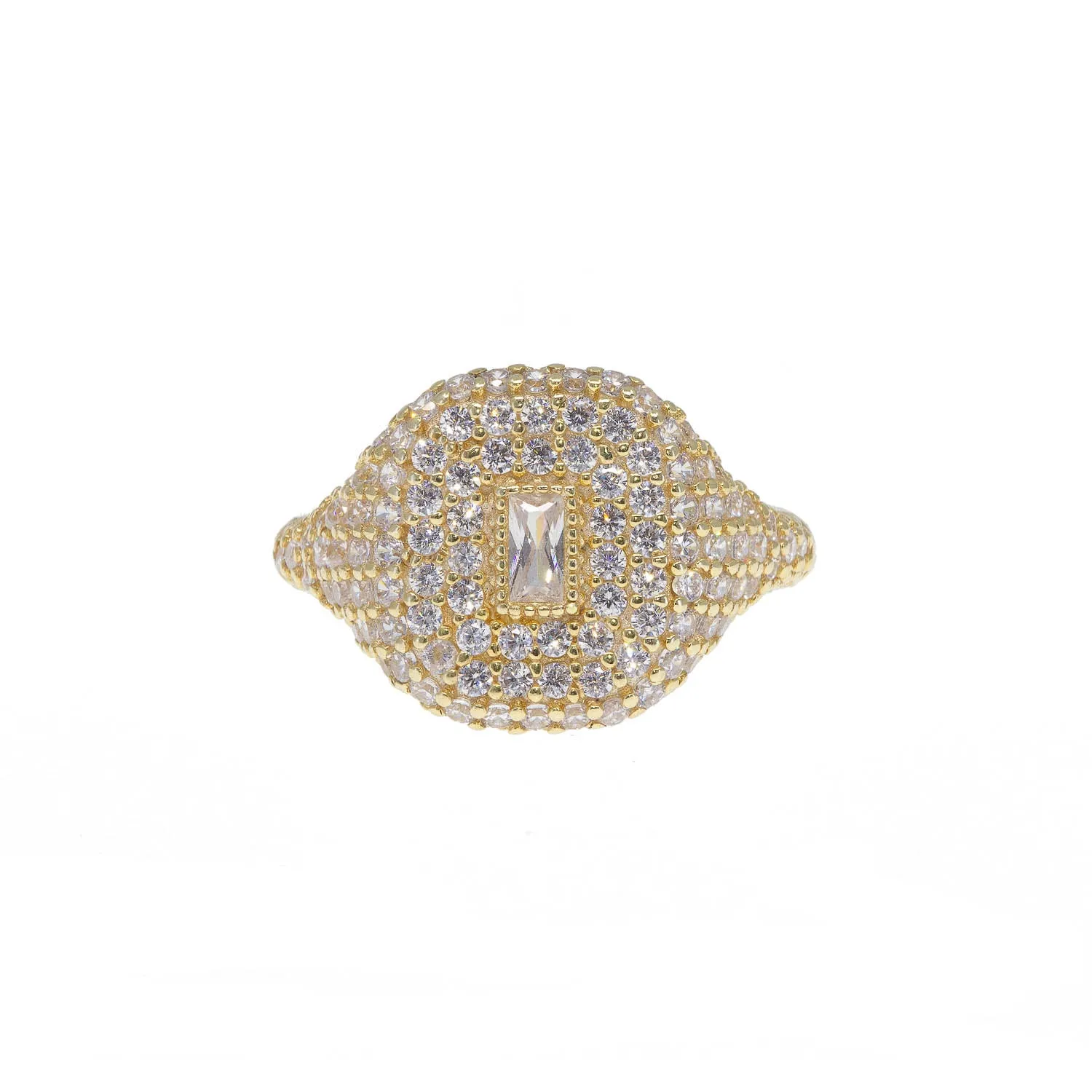 Gold Rounded Crystal Ring in Clear sold by Ragen Jewels
